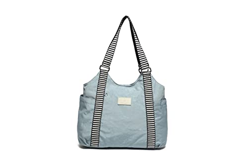 MINDESA (Model 8514) Womens Multi-Purpose Light-weight Canvas Nylon Large Capacity Casual Shoulder Bag Tote Bag (Blue)