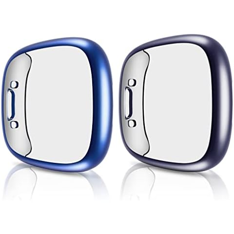 (2 Pack) Screen Protector Compatible for Fitbit Versa 4 Soft TPU HD Full Protective Case Cover for Fitbit Versa 4 Smartwatch Bands Accessories space+midnight Cover