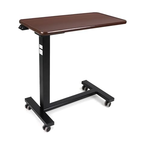 Vaunn Medical Electric Overbed Table Bedside Height Adjustable Table with Wheels (Electric-Powered, Hospital and Home Use) Cover