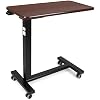 Vaunn Medical Electric Overbed Table Bedside Height Adjustable Table with Wheels (Electric-Powered, Hospital and Home Use)