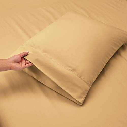 Image of Hearth & Harbor Extra Deep Pocket Full Sheet Set, Camel Gold | 4 Piece Bed Sheet Set, Ultra Soft & Breathable, Fits Up to 24 inch Mattress, Hotel Luxury