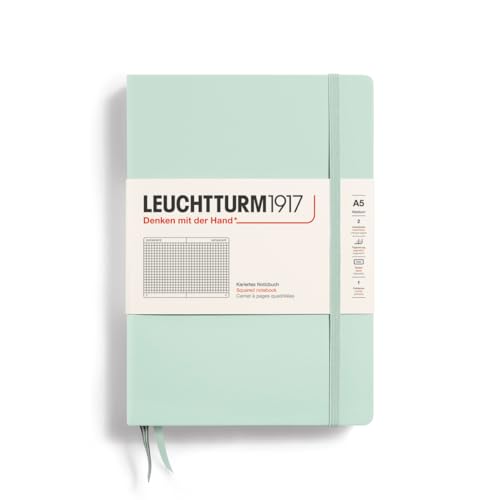 Image of LEUCHTTURM1917 - Notebook Hardcover Medium A5-251 Numbered Pages for Writing and Journaling (Mint Green, Squared)
