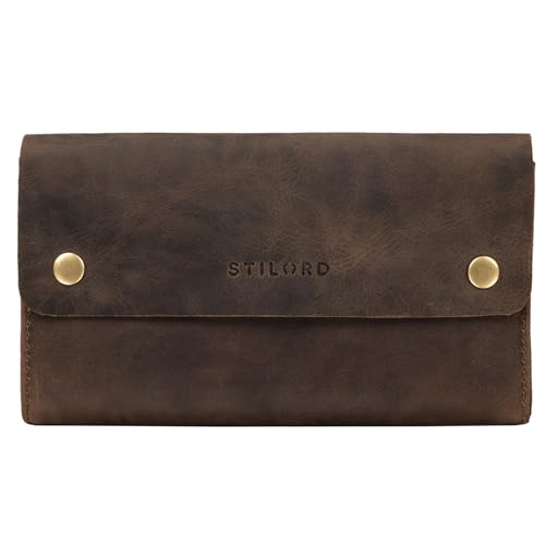 STILORD 'Griffin' Leather Case Vintage Pouch for Pencil Cosmetic Money Glasses Keys Small Organizer in Genuine Leather, Colour:Middle Brown - Image 3