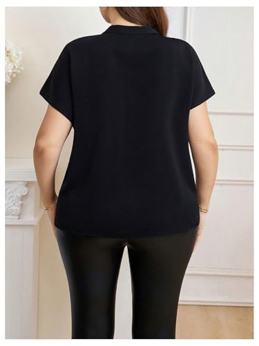 Women's Plus Size Graphic Office Blouses Short Sleeve Notch Neck Shirts Tops Elegant Dressy Casual Blouse2