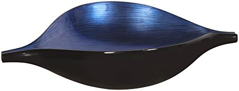 Howard Elliott Collection Sleek Cobalt Blue Wooden Bowl with Rich Cobalt Blue & Brushed Black Lacquered Finish, Accent Home Decoration Bowl for Table Centerpiece, Console Table & Living Room