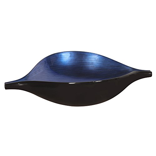 Howard Elliott Collection Sleek Cobalt Blue Wooden Bowl with Rich Cobalt Blue & Brushed Black Lacquered Finish, Accent Home Decoration Bowl for Table Centerpiece, Console Table & Living Room