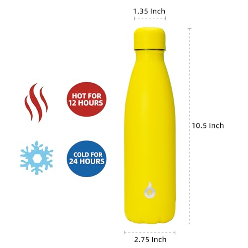 Image of BJPKPK Stainless Steel Water Bottles 17oz Insulated Water Bottle for Travel,Yellow