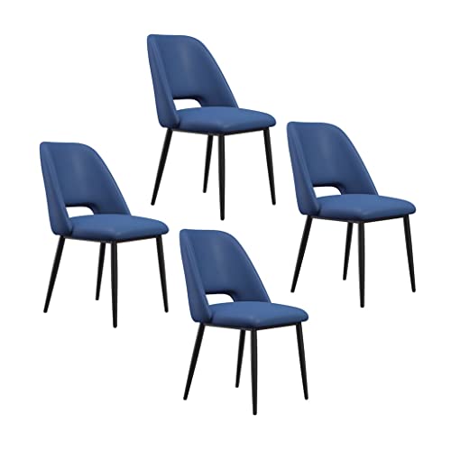 SJIALEN Black Legs Kitchen Dining Chairs Set of 4, Lounge Meeting Office Computer Chair PU Leather Living Room Side Chair Kitchen Chair (Color : Dark Blue)