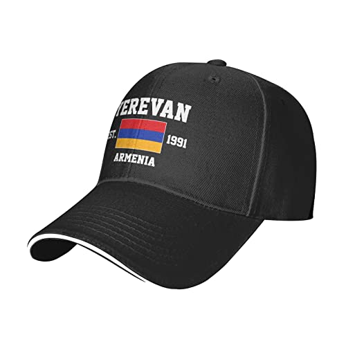 Arménie Est.1991 Yerevan Casquette de baseball en maille pour courir, chapeaux de voyage en plein air, casquettes d'été réglables, noir, #670, M/taille unique, #670, Talla única-M