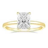 EAMTI 3CT 925 Sterling Silver 14K Gold Plated Engagement Rings Radiant Cut Solitaire Cubic Zirconia CZ Wedding Promise Rings for Her Wedding Bands for Women Size 6