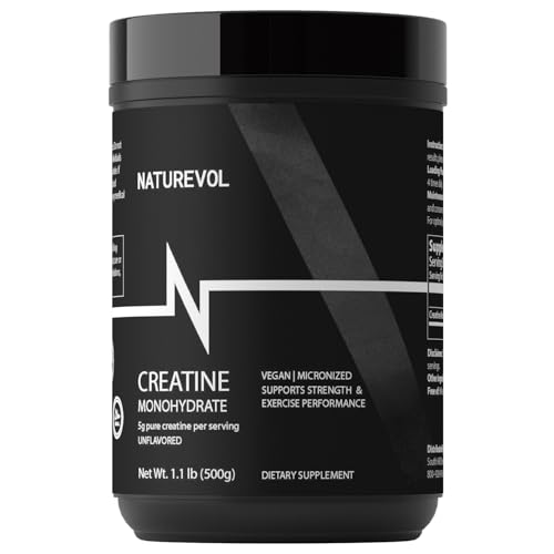 NATUREVOL Creatine Monohydrate Powder - Micronized Unflavored Creatine Powder, Pure & Vegan, Easy...