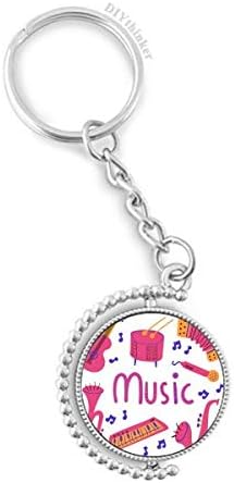 DIYthinker Trombone Guitar Music Instrument Pattern Rotatable Keyholder Ring Disc Accessories Chain Clip image 2