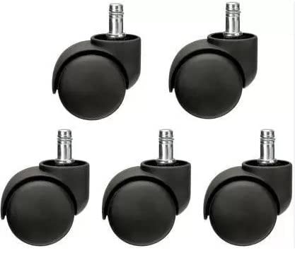 Image of New Pin Type Twin Castor Wheels for Chairs and Furniture's Desk Chair Wheels for Computer Chair and Gaming Chair, Safe for All Floors and Carpets (Black) Set of 5