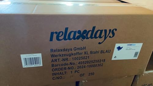 Relaxdays Empty Tool Box, 5 Compartments, With Handle, Metal, Lockable, Toolbox, HWD 21 x 53 x 20 cm, Blue - Image 8