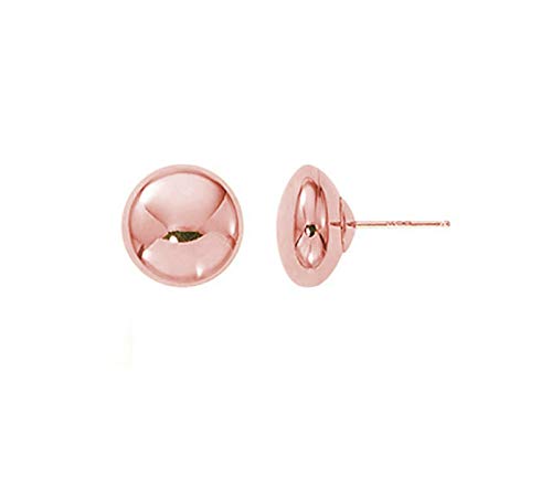 JewelMore14K Solid Rose Gold Flat Ball Studs 3mm/ 4mm/ 5mm/ 6mm/ 7mm/8mm, Hollow Light Weight Plain Gold Ball Studs Earrings