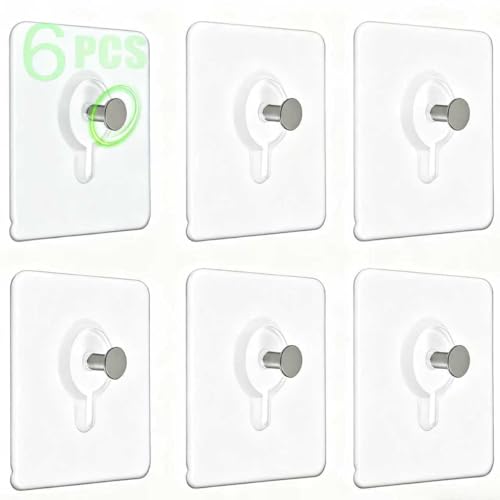 IOMDRWU Picture Hanging Hooks, 6 PCS Up-Grade Wall Hangers Without Nails, Wall Picture Hangers,...