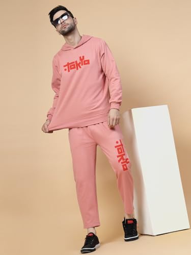 Image of Rigo Cotton Fleece Full Sleeves Oversized Co-ord Set for Men | Printed Hooded Track Suit Set for Men