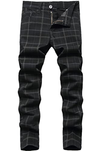 Boy's Khaki Chino Pants School Uniform Dress Plaid Skinny Fit Stretch Fashion Comfy Pants