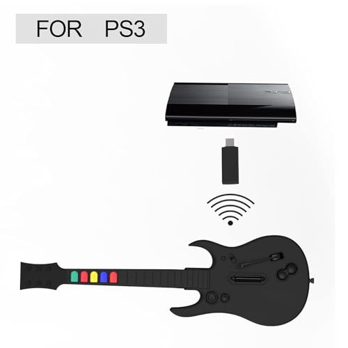 DOYO Guitar Hero Guitar, Wireless PC Guitar Hero Controller for PlayStation 3 PS3 with Dongle for Clone Hero, Rock Band Guitar Hero Games, Black
