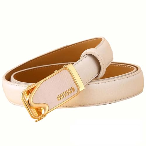 Women’S Fashion Split Leather Automatic Buckle Belt Slim Narrow 2.8Cm With Card Slot Korean Casual Belt4