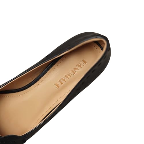 TinaCus Handmade Women's Genuine Leather Dressy Flower Square Toe Pumps Shoes3