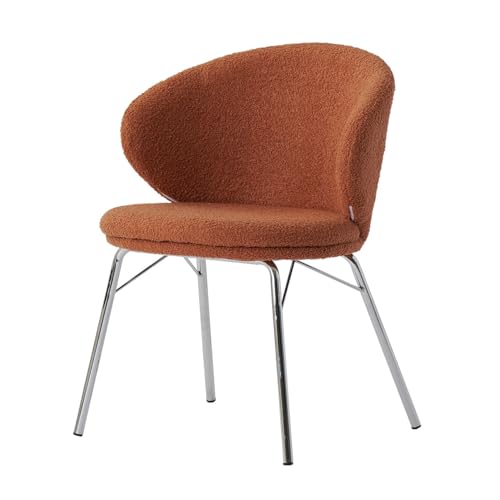 Roomnhome リバティチェア ダイニングチェア おしゃれ 肘付き 椅子 リコメン堂限定 ミッドセンチュリー 韓国インテリア 在宅ワーク キャスターなし イス ファブリック ブークレ モダン かわいい (ブラウン)