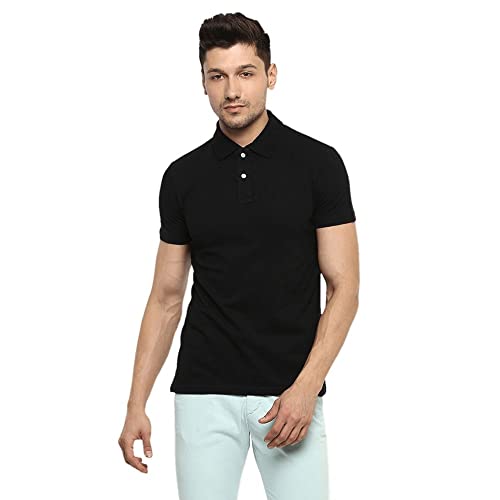 Image of Celio Black Solid Polo T-Shirt