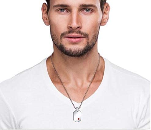 Collar de alerta médico personalizable tipo dog tag de acero para cuidar a sus seres queridos 3