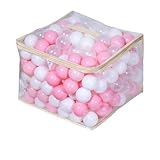 Thenese Pink Ball Pit Balls for Kids, Pool Toys Thicken Soft Plastic Balls for Ball Pit BPA Free Toddler Toy White Clear and Pink 100pcs