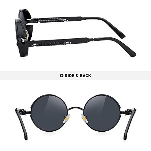 Gothic Steampunk Sunglasses for Women Men Round Lens Metal Frame3