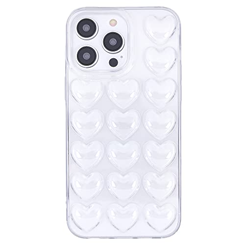 DMaos Custodia per iPhone 16 da donna, cover in gel 3D a bolle pop con cuore, kawaii, adorabile e girly per iPhone 16 da 6,1 pollici - Trasparente