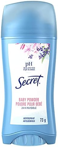 Secret Invisible Solid Antiperspirant and Deodorant, Baby Powder,...