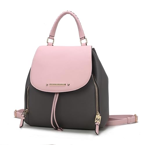 MKF Collection Mochila feminina de couro vegano, bolsa com alça superior, bolsa feminina fashion de bolso de viagem da Mia k, Carvão-blush
