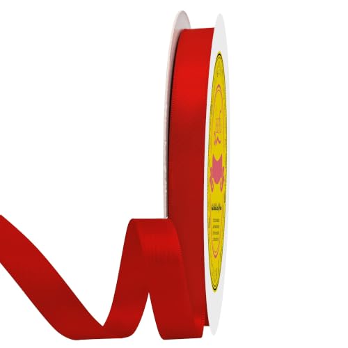 Image of Double Face Red Satin Ribbon 1 /2 inch X 50 Yards Polyester Red Ribbon for Gift Wrapping Very Suitable for Weddings Party Hair Bow Invitation Decorations and More