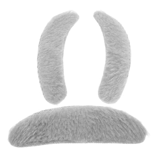 SHERCHPRY 1 Juego Traje de barba de cejas blanca bigotes cejas de viejo barba gris disfraz gru barbas grises bigote de disfraz Alambre de alta temperatura Grey