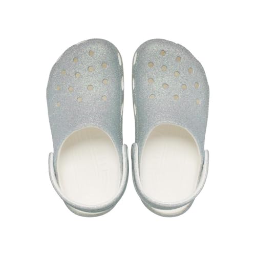 Image of Crocs Unisex Classic Glitter Clogs (Little Kid /Big Kid) White 12 Medium