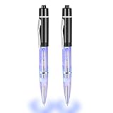 GS GLOWSEEN LED Pen With Light (2cts/Pack), Light Up Pens for Night Writing, Lighted Tip Pen Flashlight, 0.7mm Fine Point Black Ballpoint Pens -Blue Light