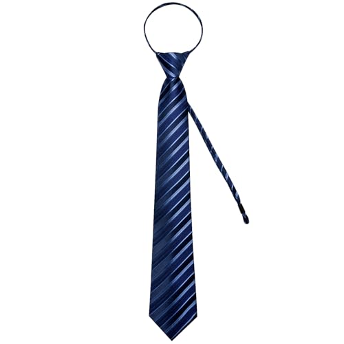 Image of DiBanGu Silk Zipper Ties for Men,Paisley Solid Plaid Pre-tied Tie and Pocket Square Cufflinks Set Formal Adjustable Necktie