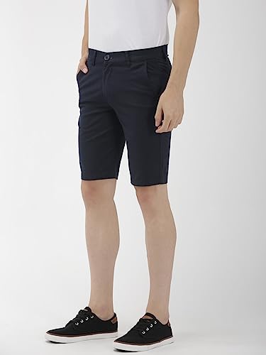 Image of The Indian Garage Co Men Slim Fit Solid Mid-Rise Woven Shorts