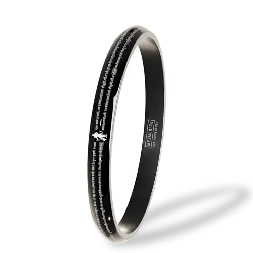 Image of Mesmerize Men's Hanuman Chalisa 9-Verse Kada in a Round Curved Design | Durable Stainless Steel Spiritual Kada Bracelet | Waterproof, Hypoallergenic - 6 Months Warranty Included