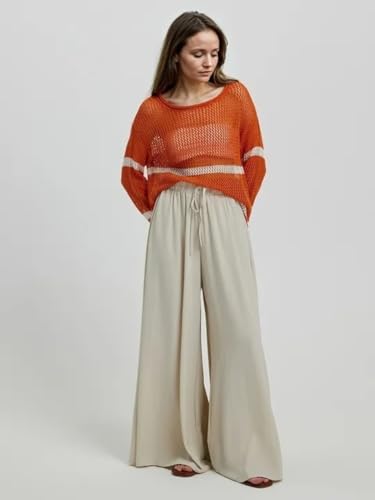 Image of KOTTY Women's Wide-Leg Trouser|Palazzo Pants|High Waist Flowy Trousers with Drawstring|Lightweight Casual & Travel Wear|Women Trousers Pants