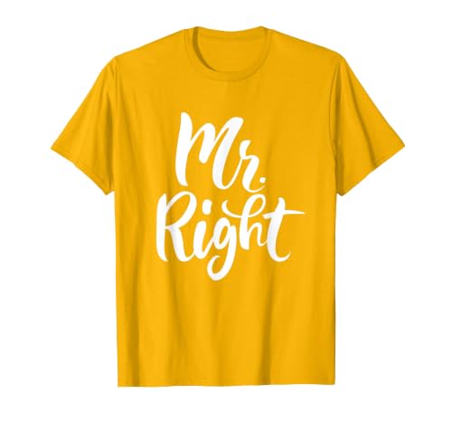 Mr Right Funny Cute Husband T Shirt T-Shirt, Men, Golden Yellow, Large