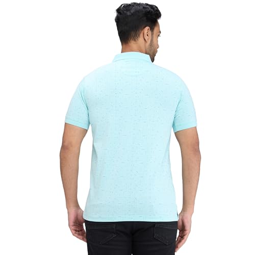 Image of Park Avenue Men's Slim Fit Print Pattern Cotton Polyester Blend Polo Neck Half Sleeve Casual T-Shirt