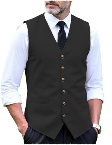 Men's Linen Suit Vest Western Slim Fit Vintage Summer Dress Vest Beach Wedding Wasitcoat