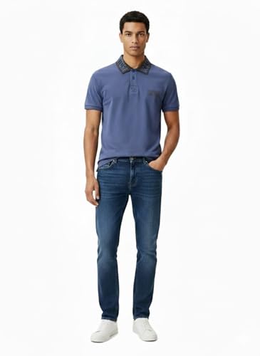 Versace Jeans Couture Steel Blue Mens Polo Shirt with Contrast Collar3