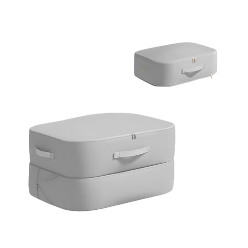 LMCHTTY Ultra Space Saving Compression Organizer, Portable Space Saver Storage Bag,Self Compression Moving Organizer Bags for Comforters,Clothes, Blankets Storage Tote(Gray,L)