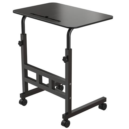 Image of ELV Direct Laptop Table, Height Adjustable Study Table, Portable Desk, Sofa Side Table for Sofa Couch Bed, with Docking for Tablet and Mobile and Storage Drawer, Ideal for Work from Home