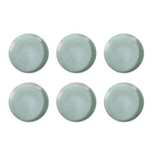Image of Nestasia Ceramic Set of 6 Dinner Plates (10 Inch Each) - Microwave & Dishwasher Safe Full Plates with Stoneware Texture - Perfect for Home, Kitchen, Dining & Gifting (Sage Green)