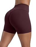 CRZ YOGA Mujeres Butterlift Shorts Levantamiento Glúteos 10cm - Sin Costura Frontal Yoga Cintura Alta Ciruela Madura 38