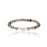 NTLX Christian Bracelets for Women – Hope Bracelet – Natural Stone Stretch Prayer Bracelet – Inspirational Message Jewelry - Great Gift (Brown/Beige)